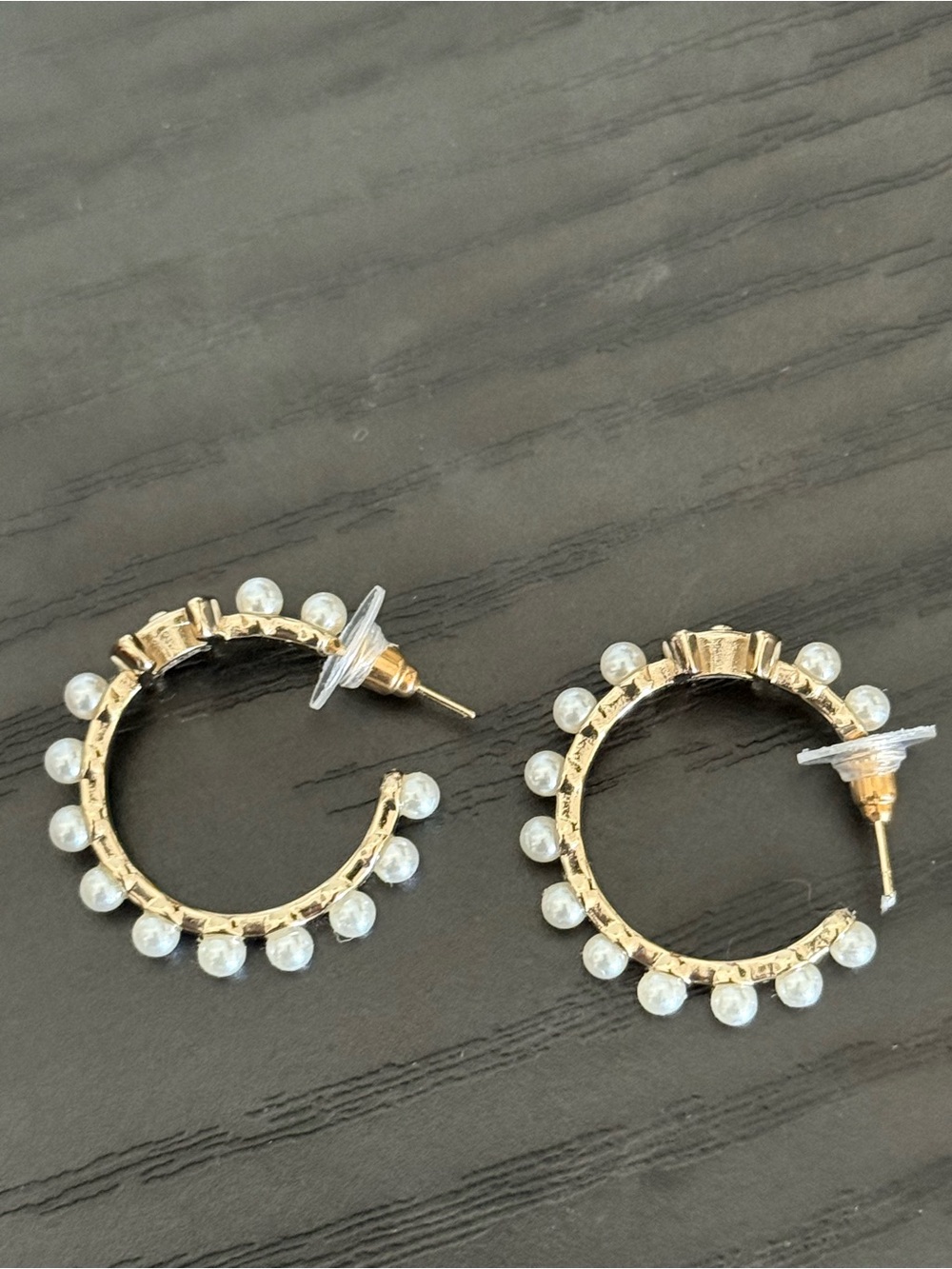 Gold Pearl-Accent Hoop Earrings - Women Jewelry